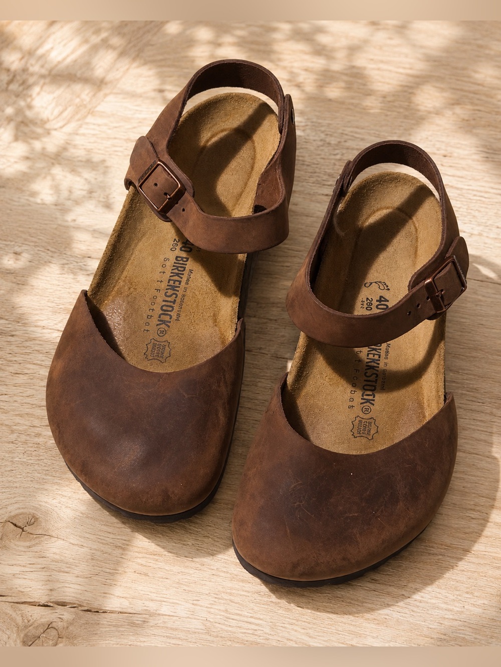 Birkenstock Messina womens oiled Brown Leather Mary Jane Sandals 40/9